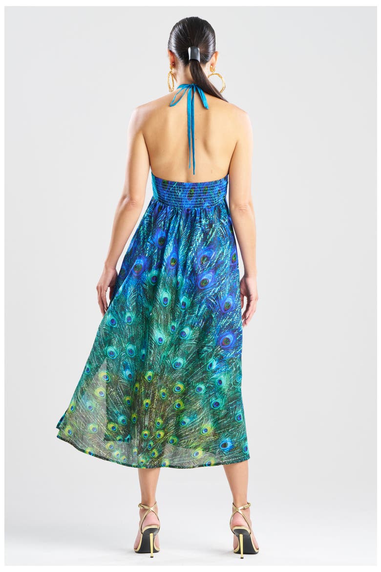 Peacock Cotton Voile Maxi Dress w/ Beading, Alternate, color, TEAL
