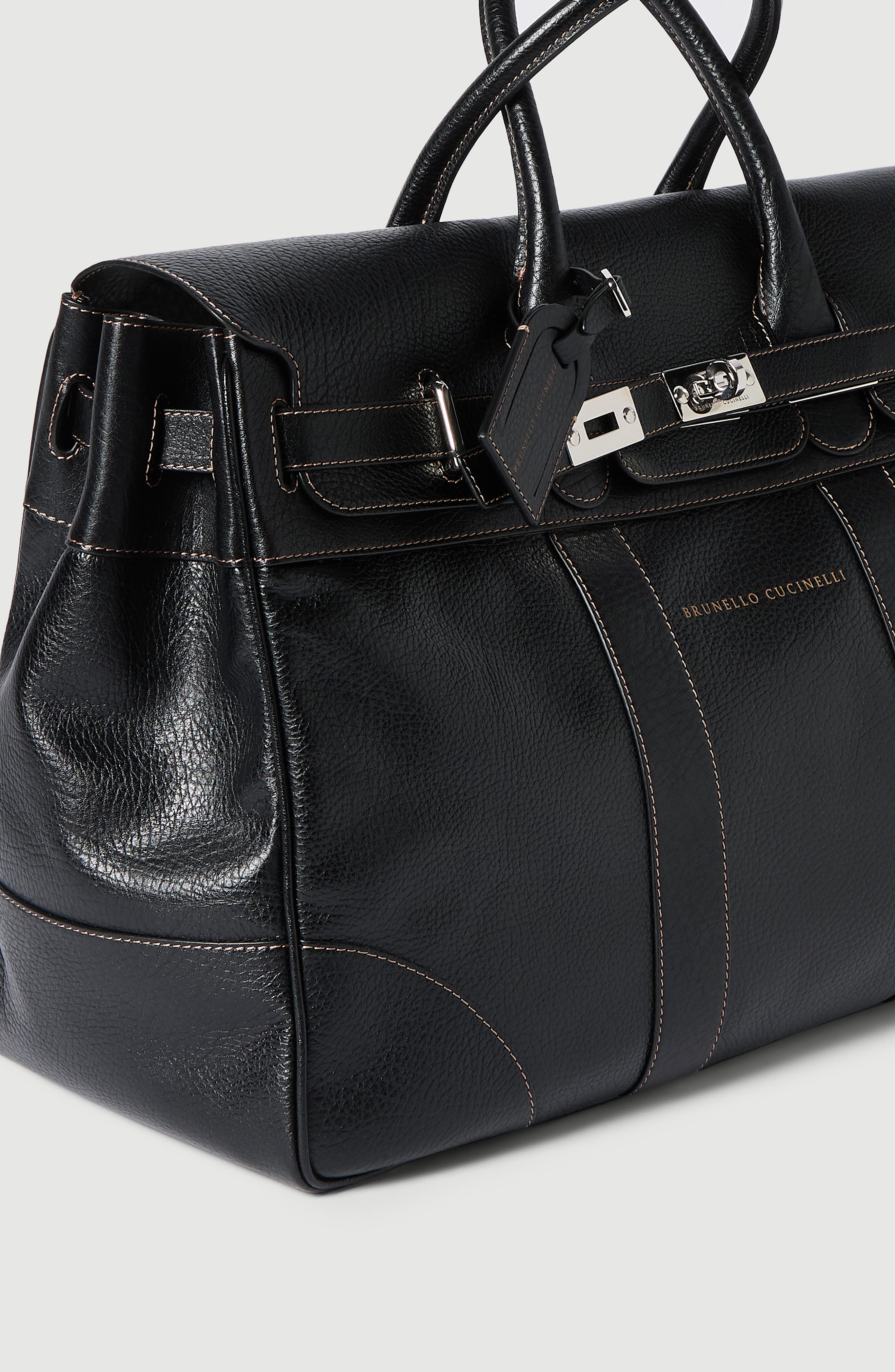 Grained calfskin country bag, Alternate, color, Black