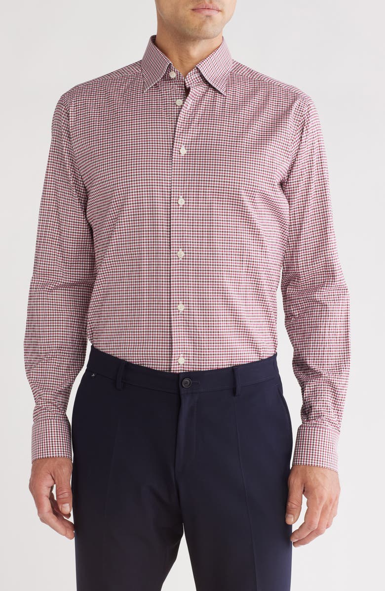 Eton Slim Fit Gingham Cotton & Lyocell Dress Shirt, Main, color, 