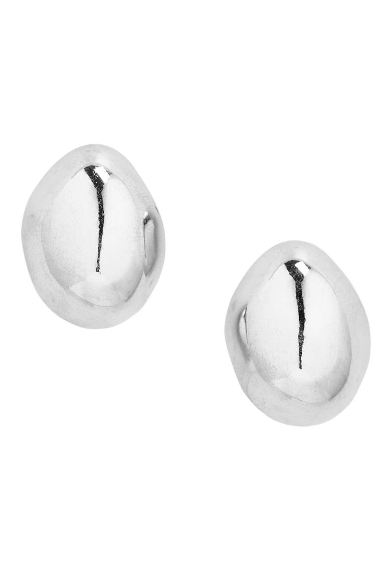 Organic Oval Stud Earrings, Main, color, SILVER