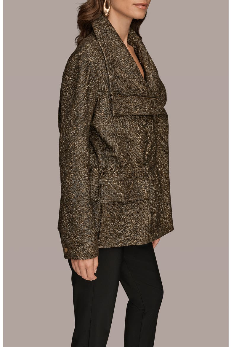 Metallic Jacquard Jacket, Alternate, color, BLACK/ GOLD
