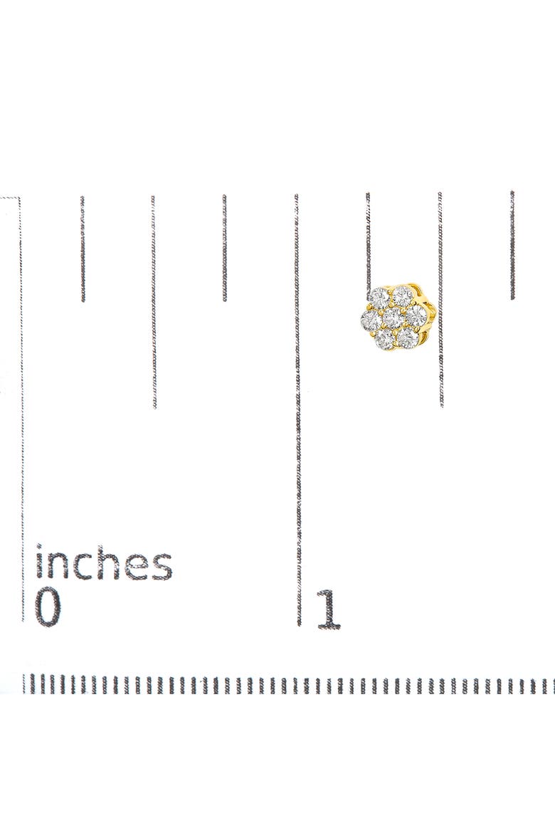 14K Yellow Gold 3/4 Ct 7 Stone Floral Cluster Diamond Stud Earrings, Alternate, color, Yellow