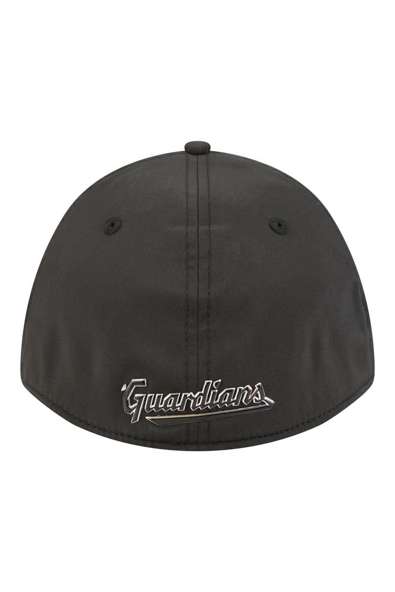 Men's New Era  Black Cleveland Guardians Metallic 39THIRTY M-Crown Flex Hat, Alternate, color, Black