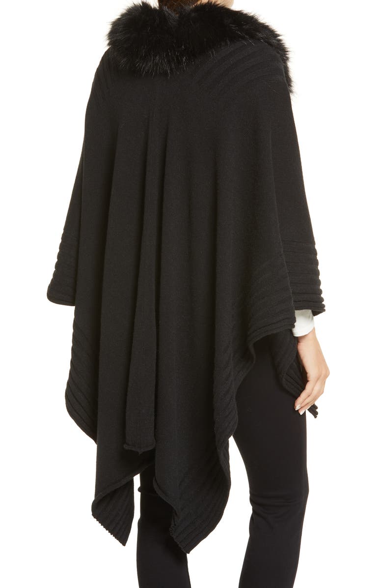 La Fiorentina Rib Ruana with Faux Fur Collar, Alternate, color, 