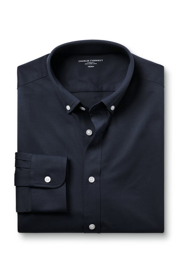 Four-Way Stretch Button Down Jersey Shirt, Alternate, color, Navy