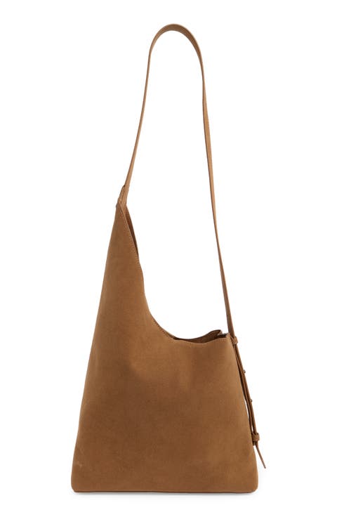Faux Suede Asymmetric Shoulder Bag