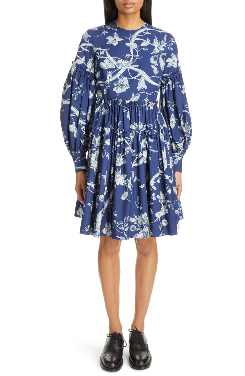 Erdem Floral Long Sleeve Tiered Cotton Dress, Main, color,