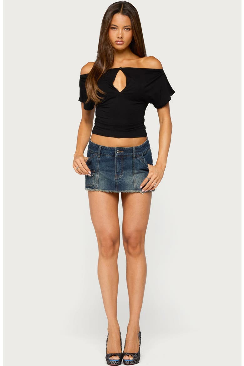 Hecate Off the Shoulder Keyhole Top, Alternate, color, BLACK