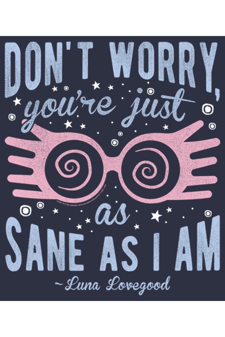 Women's Just As Sane As Luna Lovegood Short Sleeve Graphic T-Shirt, Alternate, color, Navy Blue