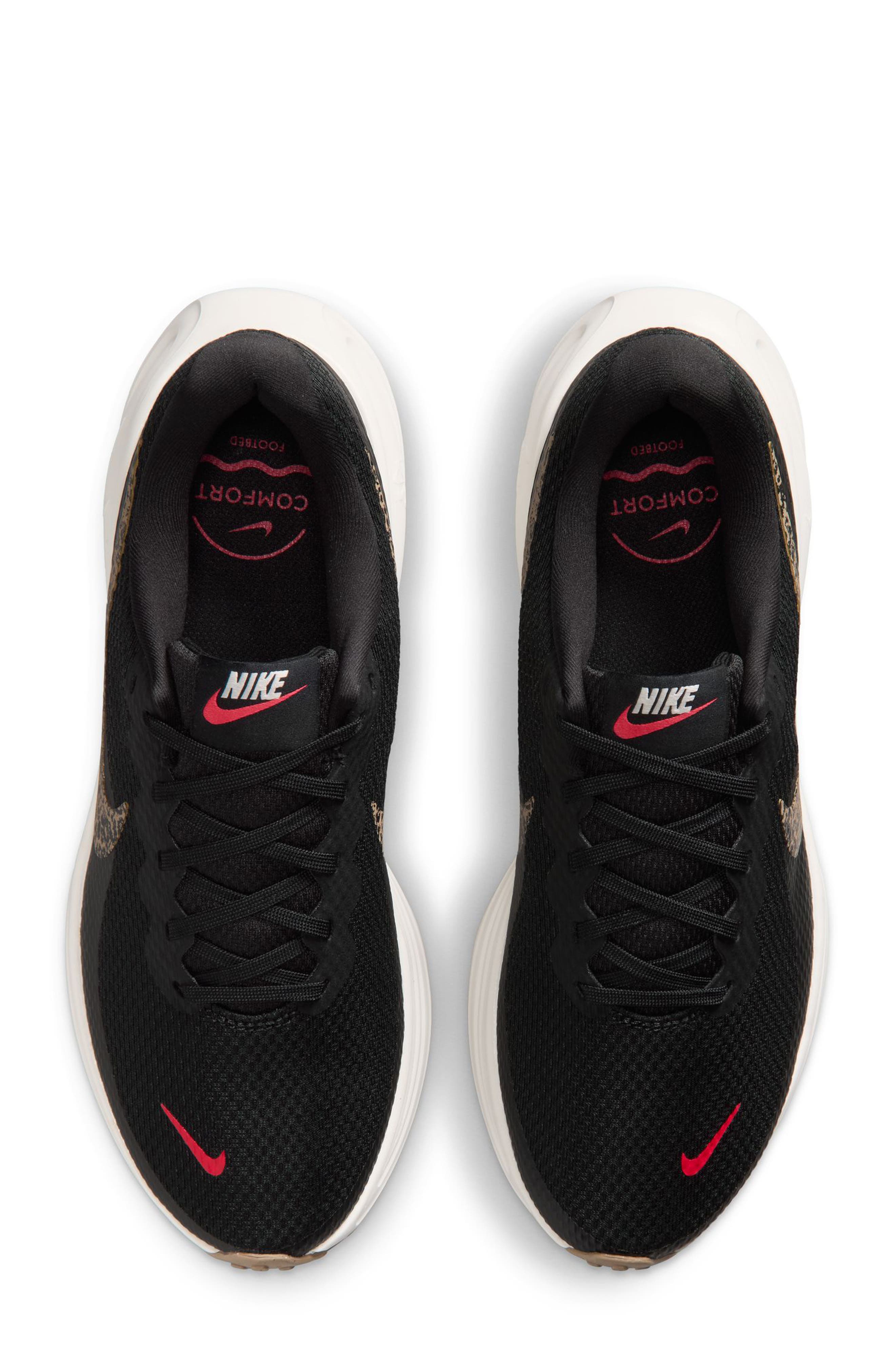 Revolution 8 Print Running Shoe, Alternate, color, BLACK/ FUSION RED/ SAIL