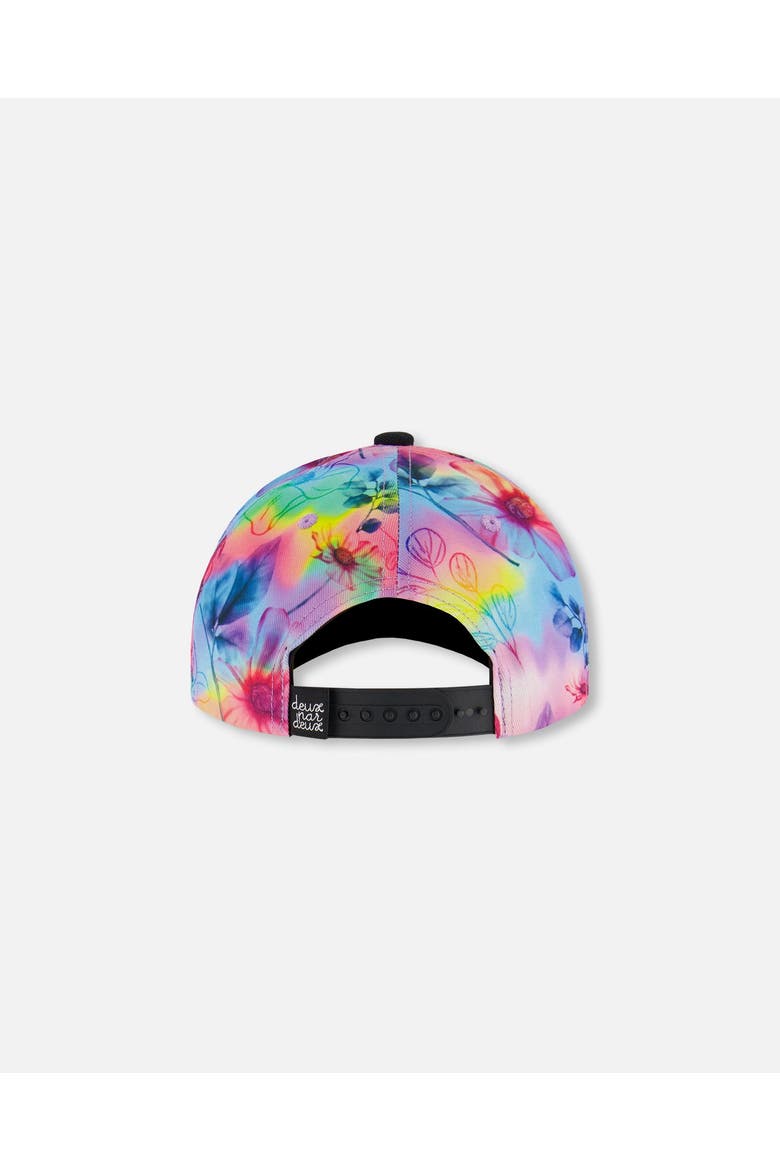 Girl's Printed Cap Butterflies On Multicolored And Black Background, Alternate, color, Multicolored And Black