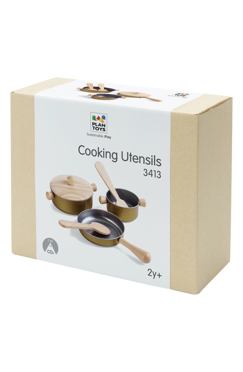 PlanToys<sup>®</sup> Cooking Utensil Playset, Alternate, color, Natural