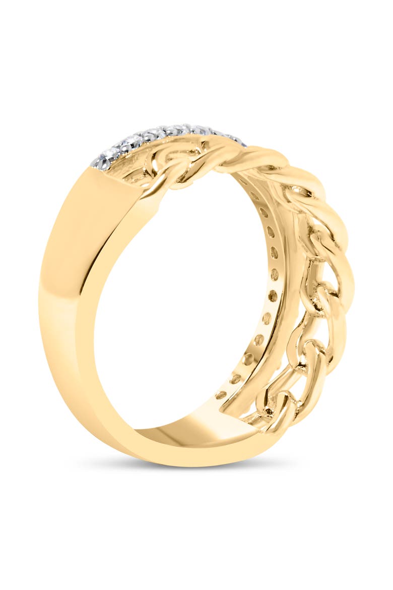 10K Yellow Gold 1/5 Cttw Diamond Cuban Link Ring Band, Alternate, color, Yellow Gold