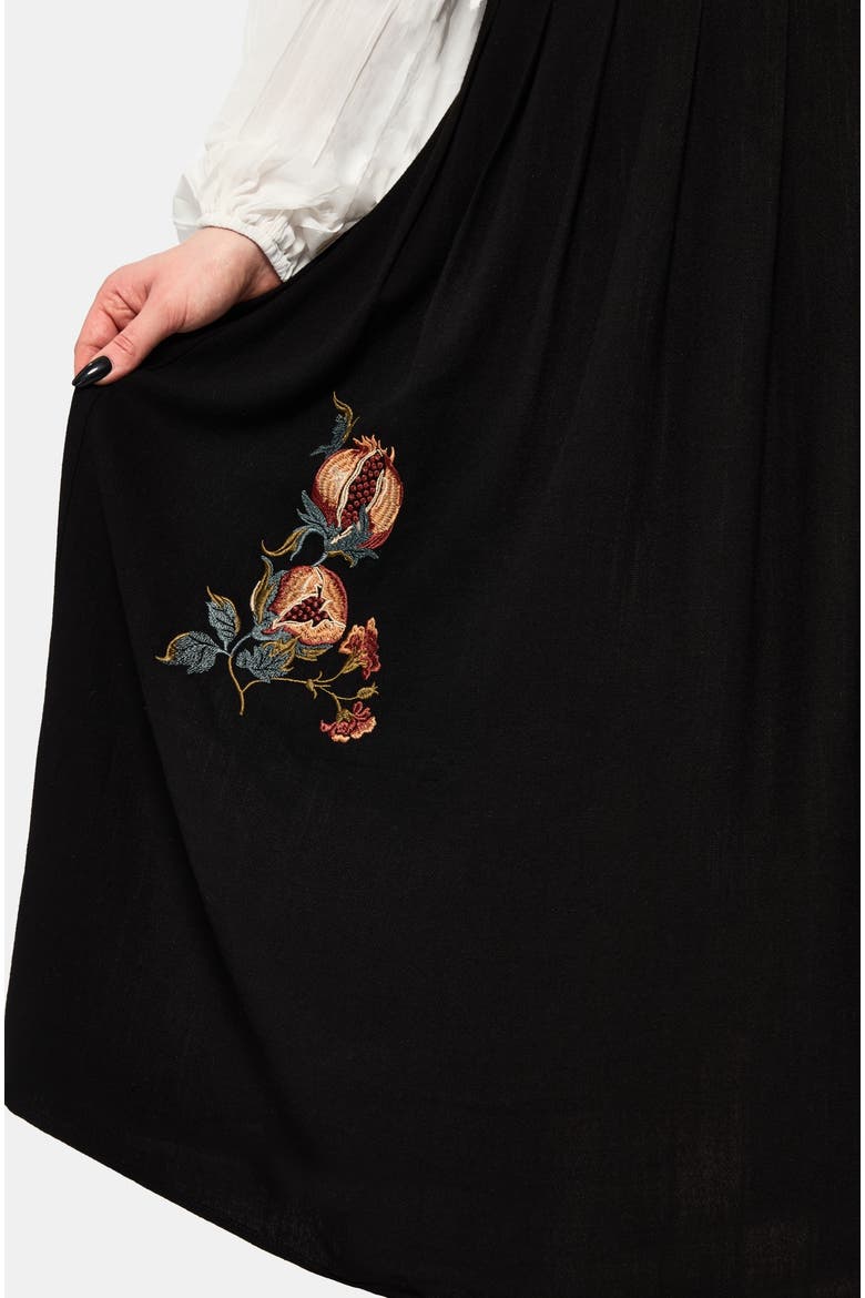 Genevra Embroidered Overlay Midi Dress, Alternate, color, Black