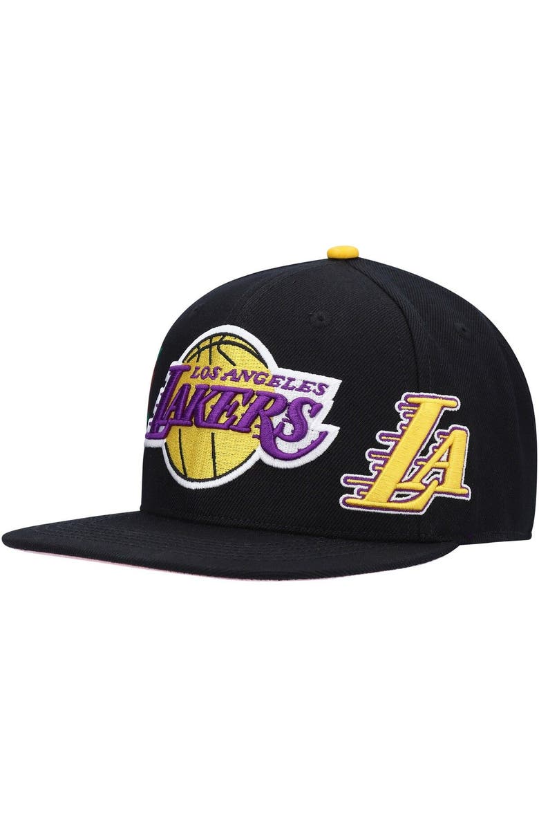 PRO STANDARD Men's Pro Standard Black Los Angeles Lakers Roses Snapback Hat, Main, color, 