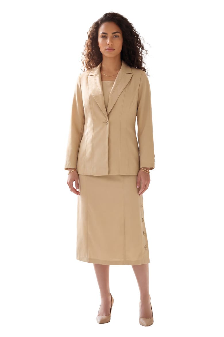 Side Button Suit Jacket Dress, Main, color, NEW KHAKI