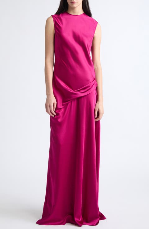 Draped Satin Gown