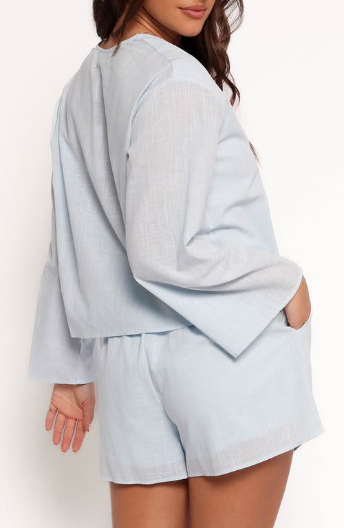 Petal And Pup Petal & Pup Flynn Cotton Tie Front Top & Drawstring Shorts Set In Blue