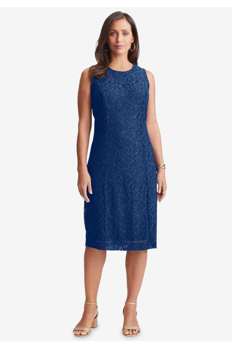 2 Piece Lace Jacket Dress, Alternate, color, DARK SAPPHIRE