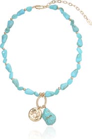 Ettika Reconstituted Turquoise Beaded Pendant Necklace