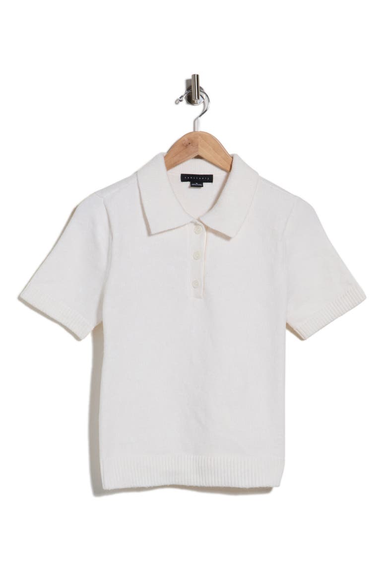 Short Sleeve Polo Sweater, Alternate, color, SCONE WHITE