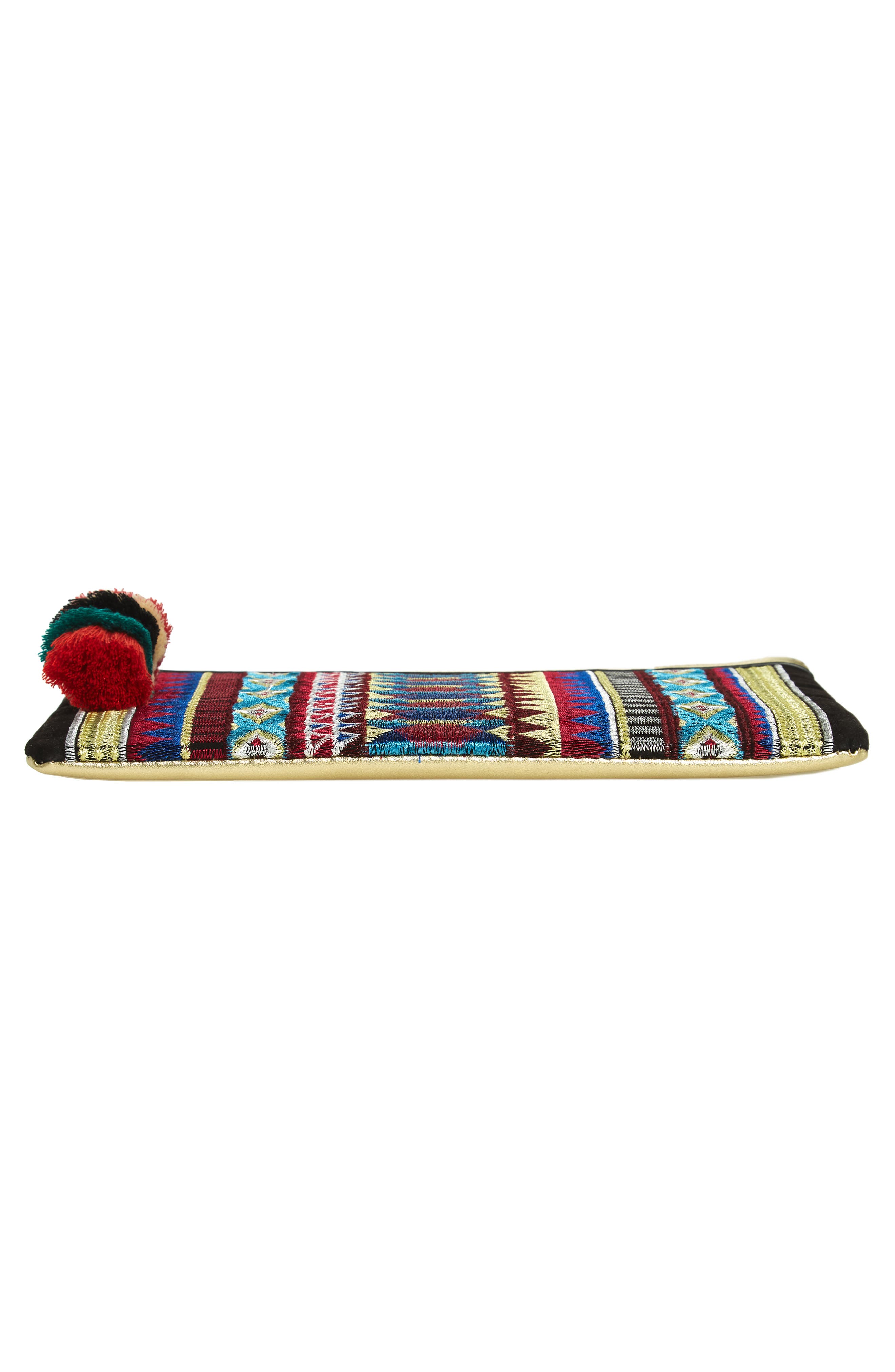 Joanne Embroidered Tassel Clutch, Alternate, color, GOLD