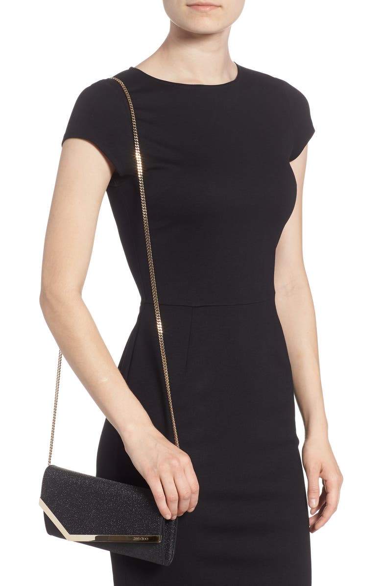 Jimmy Choo Emmie Glitter Leather Clutch, Alternate, color,