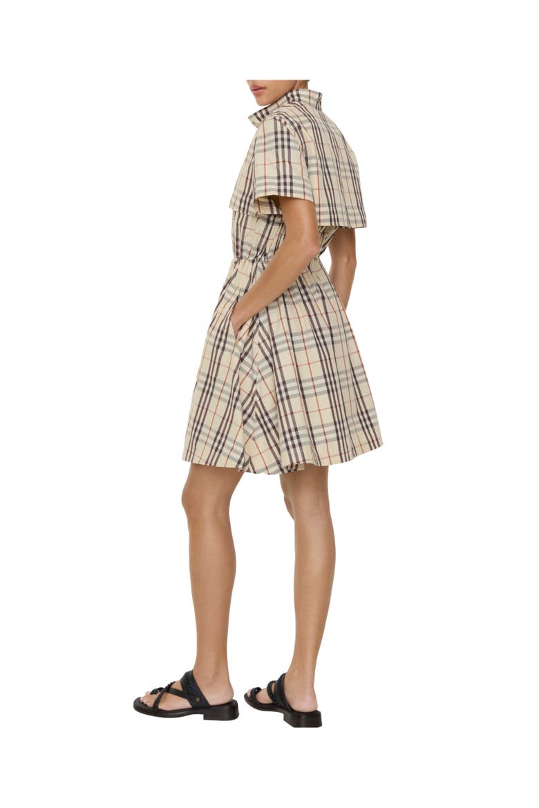 Check Cotton Dress, Alternate, color, Almond beige
