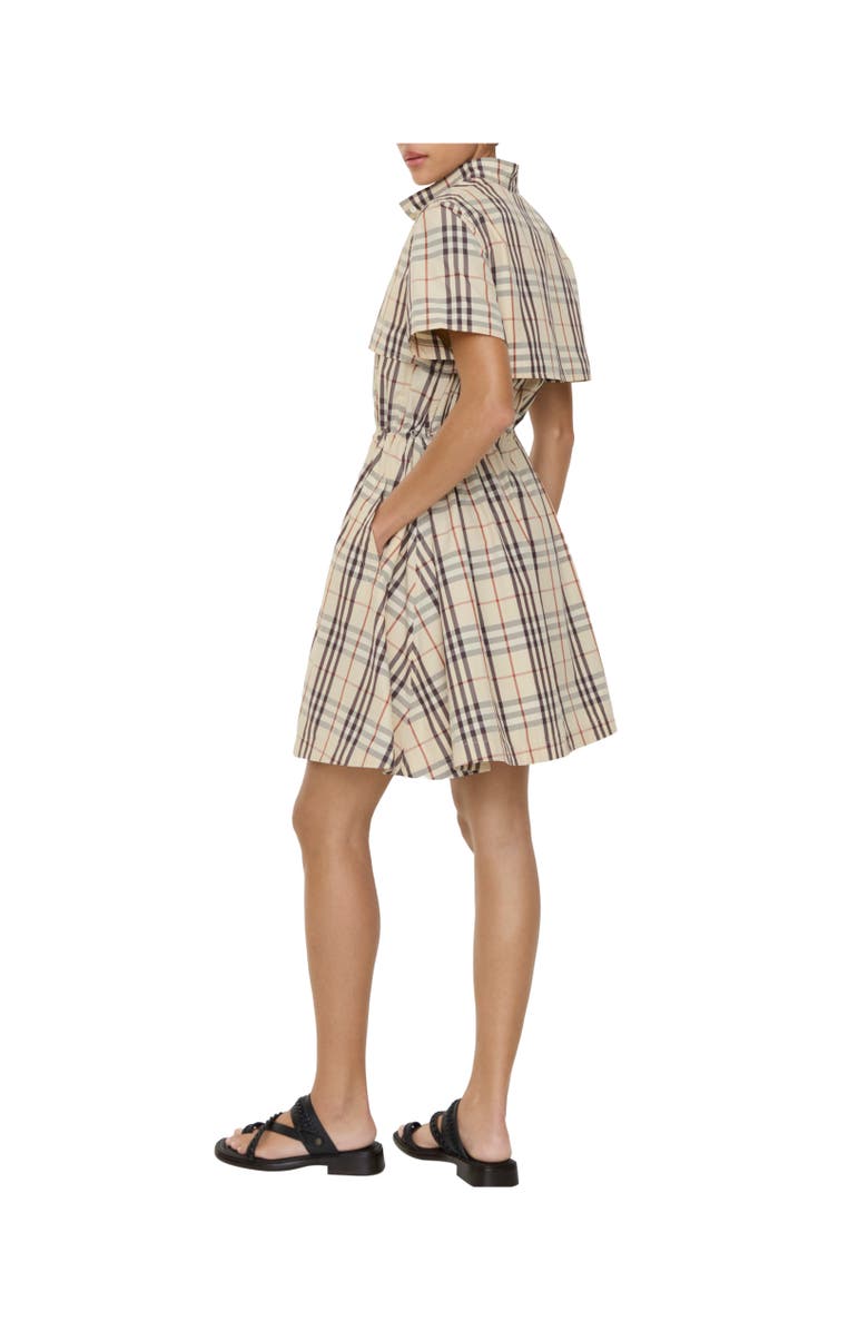 Burberry Check Cotton Dress, Alternate, color, Almond Beige