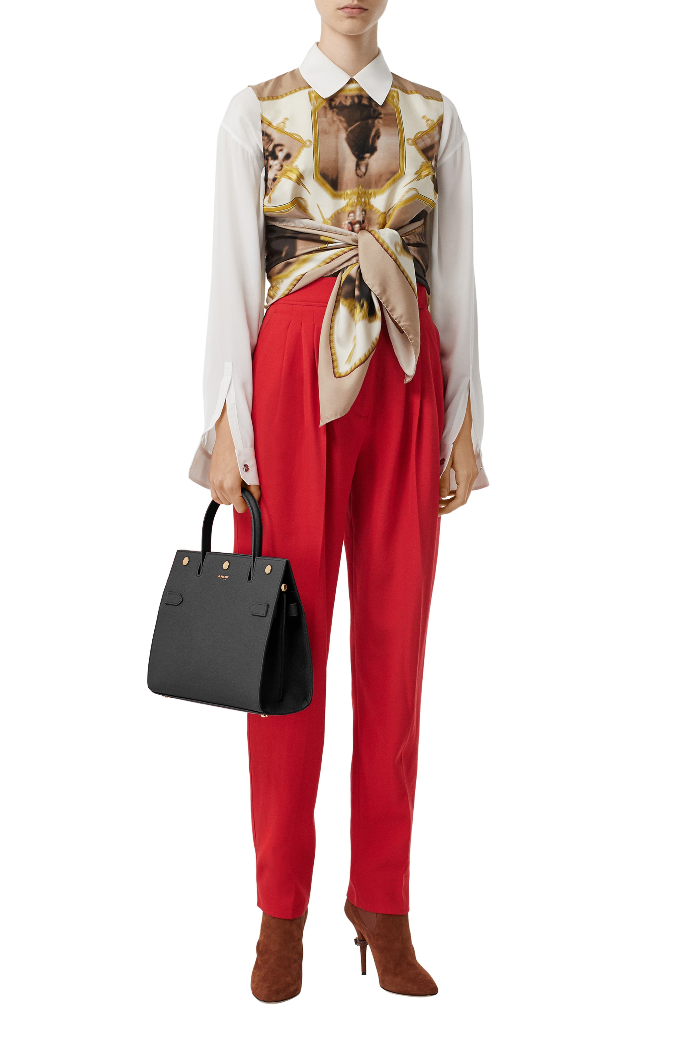 Burberry Small Title Leather Bag, Alternate, color, 