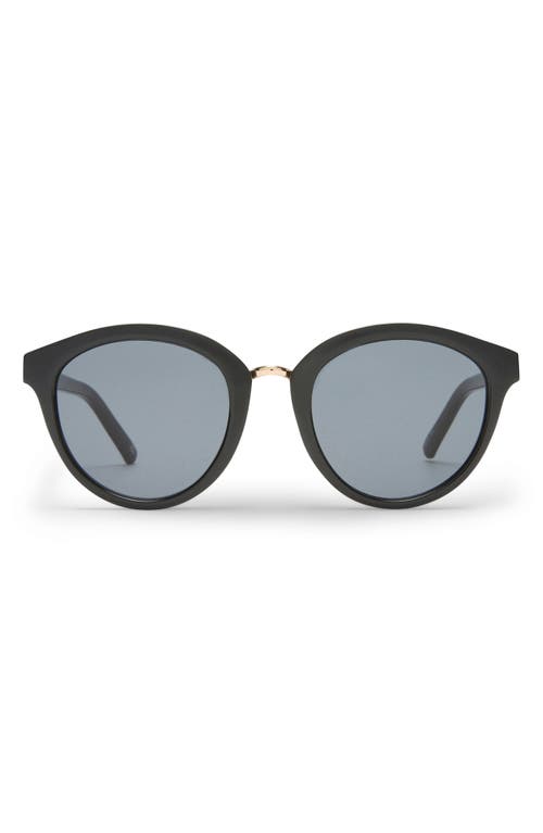 Le Specs Influx Gold-bridge Round Sunglasses In Black/smoke Mono
