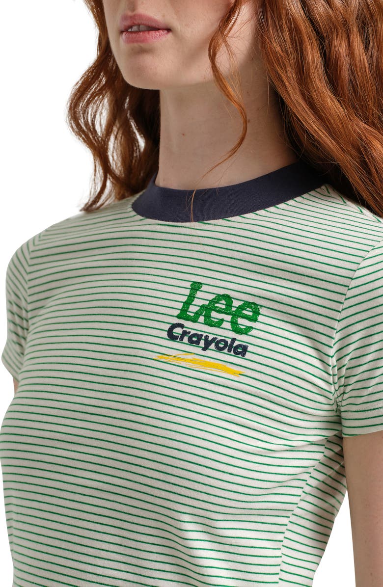 Lee x Crayola Crop T-Shirt, Alternate, color, Ecru Green Stripe