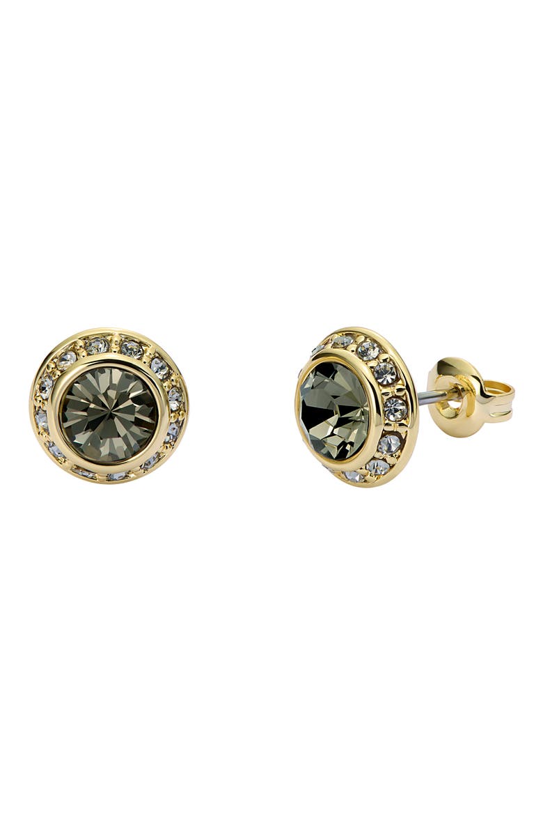 Soletia Solitaire Sparkle Crystal Stud Earrings, Alternate, color, GOLD TONE/ BLACK CRYSTAL