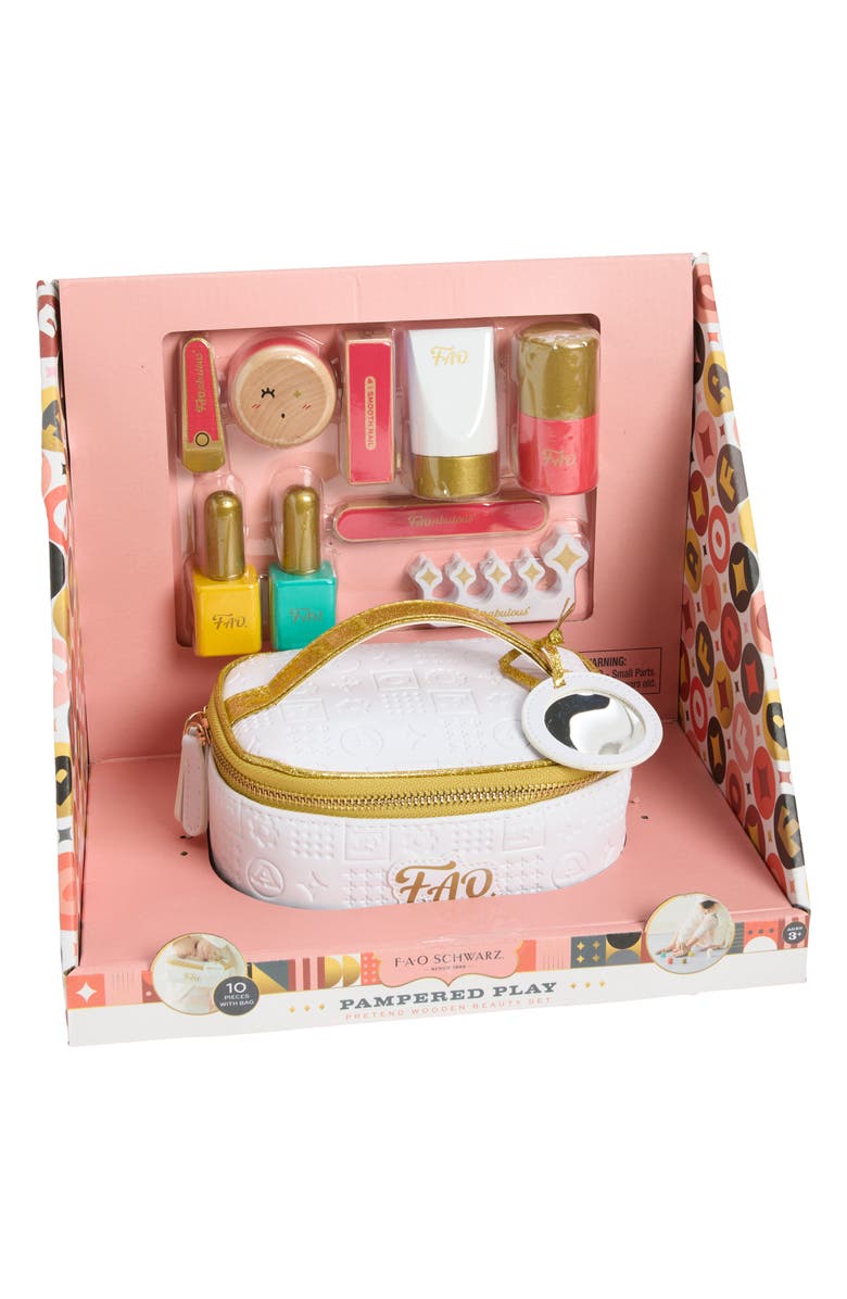 FAO Schwarz Toy Wood Beauty Bag, Alternate, color, White Multi