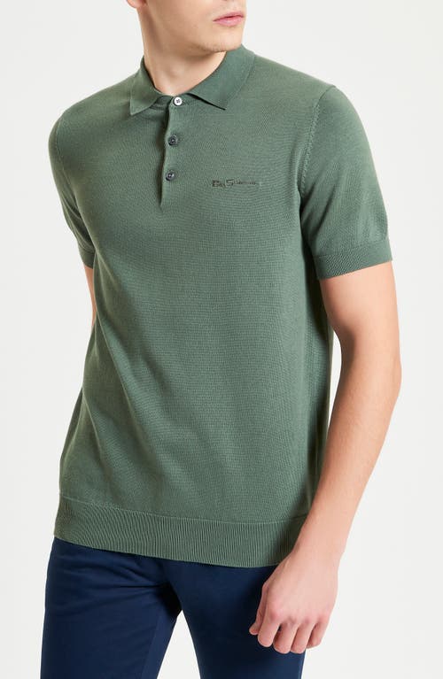 Ben Sherman Signature Organic Cotton Polo Sweater In Olive