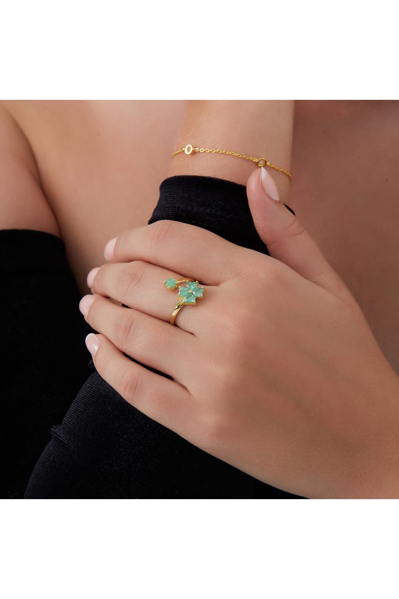 Green Four Leaves Clover Luck Ring Sterling Silver, Alternate, color, Gold