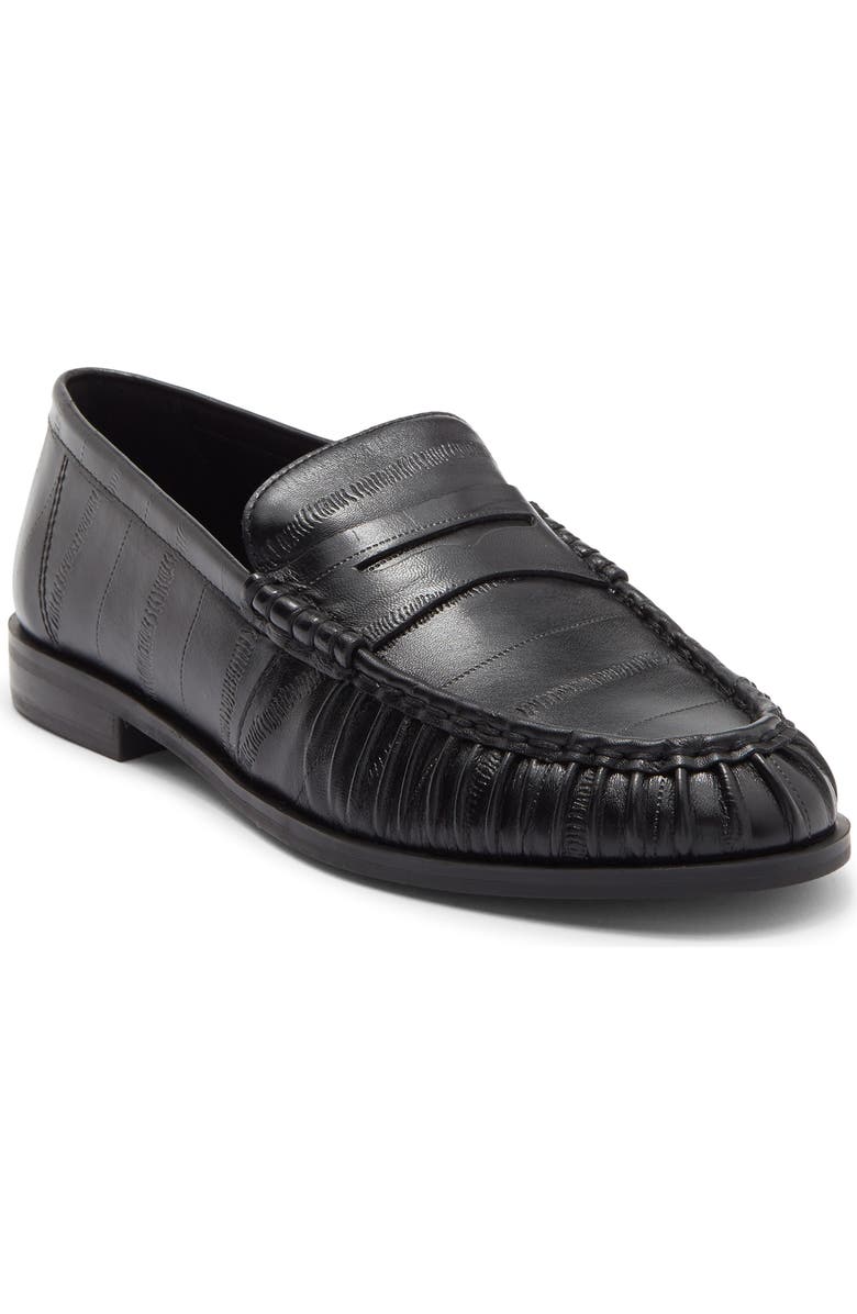 Steve Madden Hartly Leather Loafer, Main, color, Black Crinkle