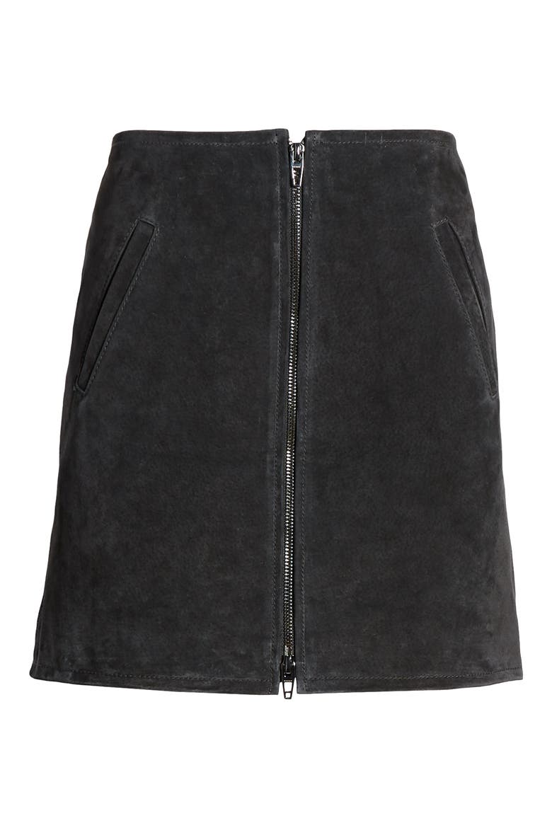 Suede Miniskirt, Alternate, color, CARBON