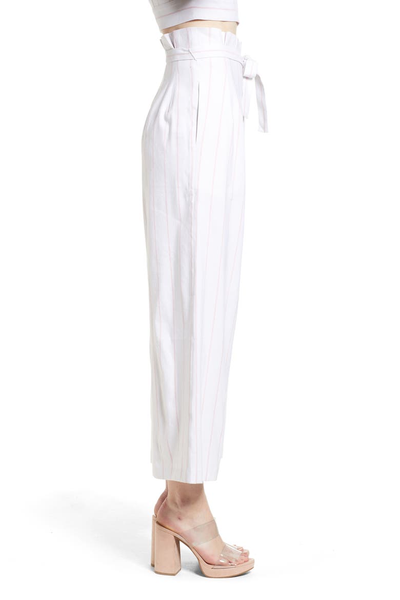 High Waist Crop Wide Leg Pants, Alternate, color, WHITE RETRO STRIPE