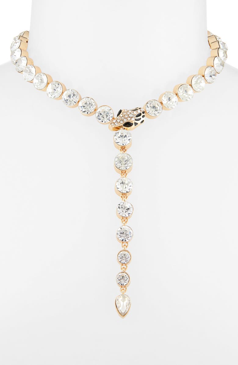 Tasha Snake Crystal Y-Necklace, Alternate, color, Gold Crystal