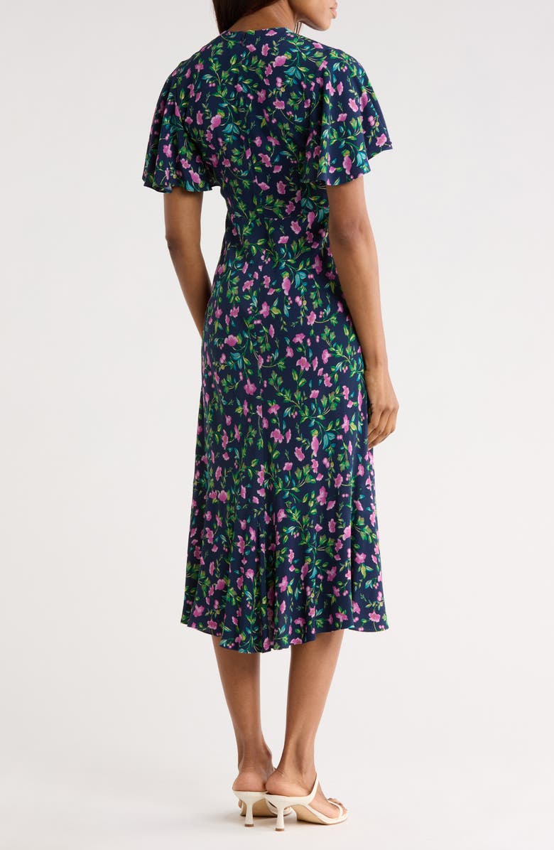 Diane von Furstenberg Cecelia Floral Flutter Sleeve Midi Dress, Alternate, color,