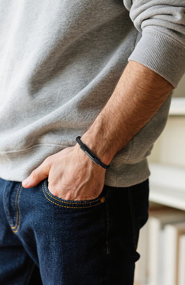 GEOFFREY BEENE Men's Braided Leather Bracelet, Alternate, color, Black