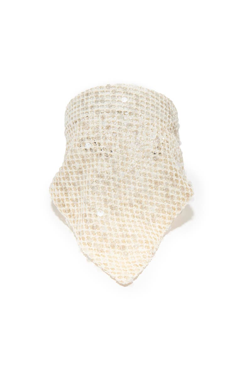 Jackie Sequin Crochet Handkerchief, Alternate, color, IVORY 100
