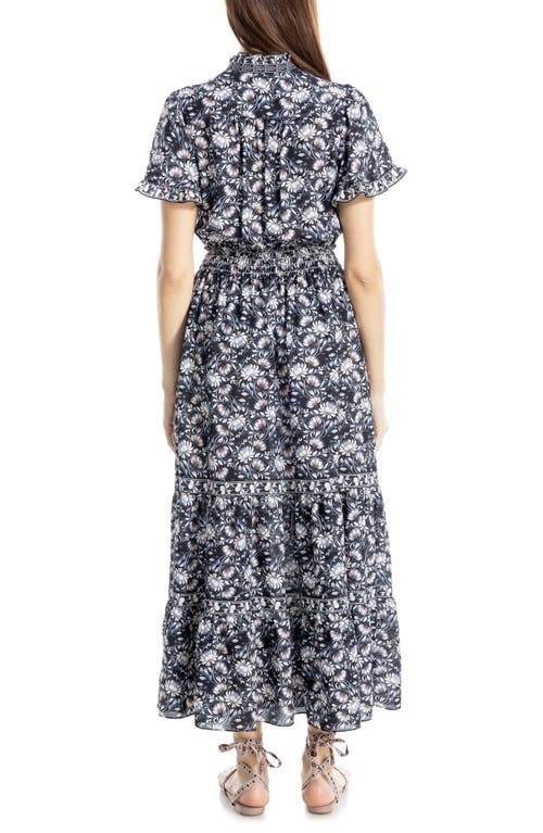 Max Studio Smocked Flutter Sleeve Maxi Dress In Multi