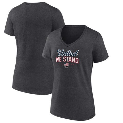 Women's Fanatics Branded Heather Charcoal Team USA Victory V-Neck T-Shirt