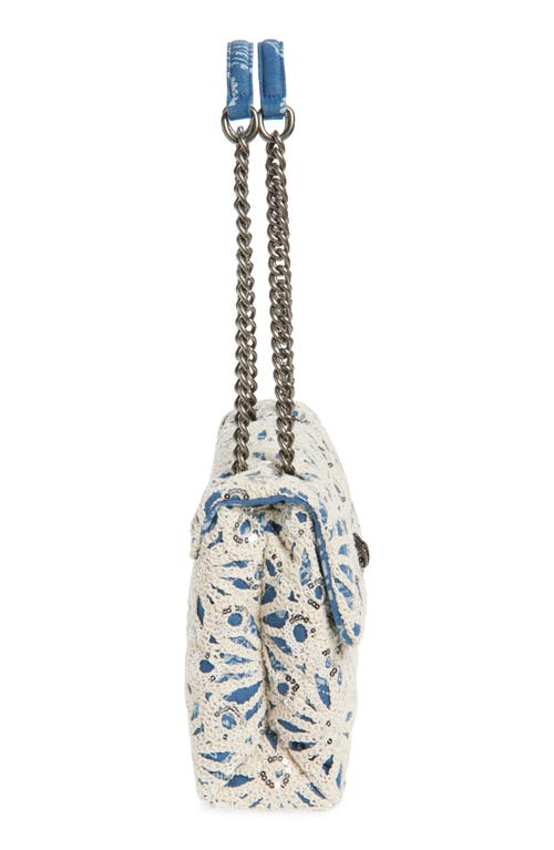 Kurt Geiger London Large Kensington Sequin Crochet Shoulder Bag In Blue