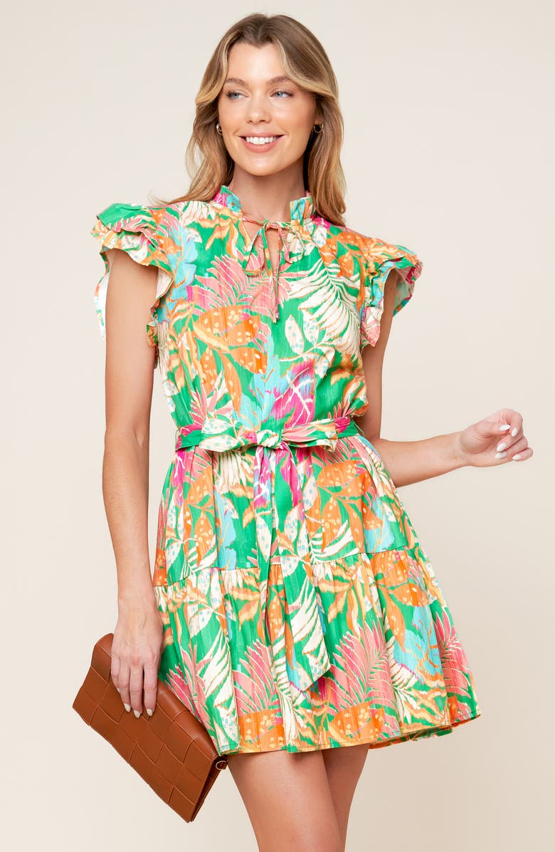 FLYING TOMATO Cap Sleeve Cotton Minidress, Alternate, color, 