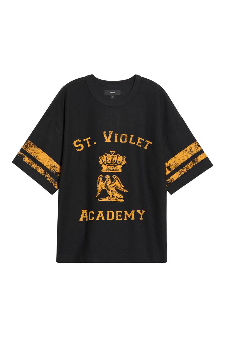 St. Violet Stripes Textured T-Shirt, Main, color, BLACK