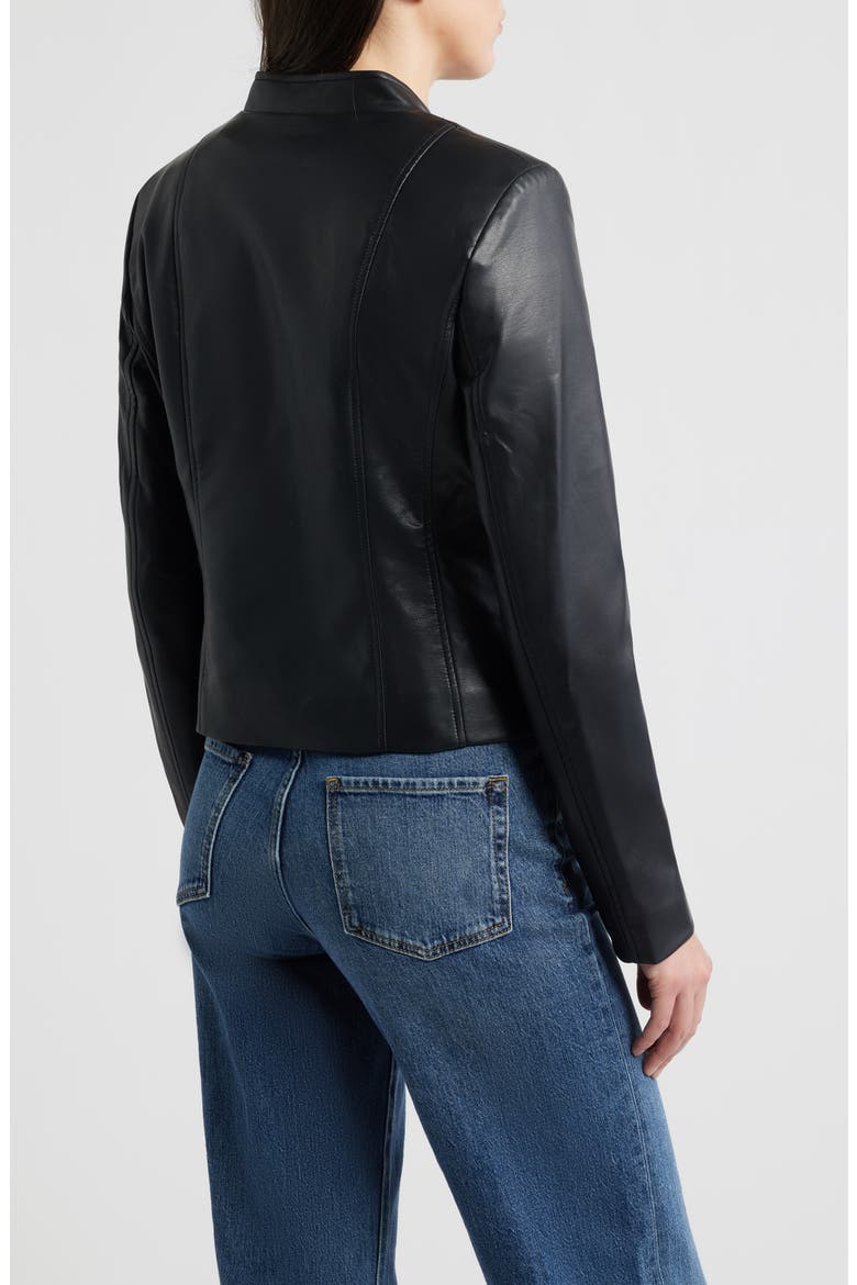 Front Zip Faux Leather Jacket, Alternate, color, BLACK