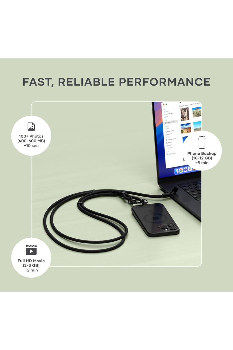 OntheGo USB C Lanyard Cable, Alternate, color, Black